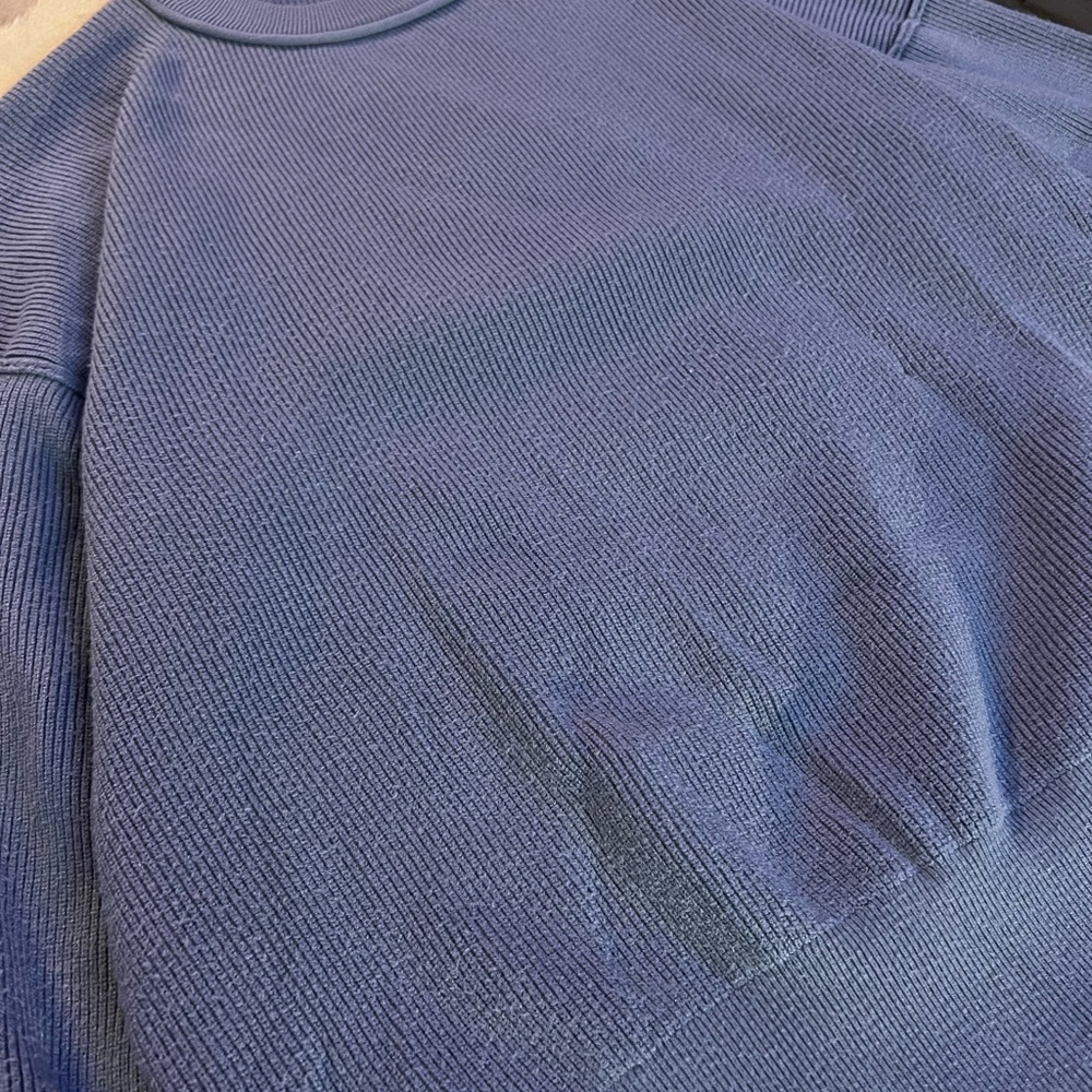 Blue Ribbed Knit Sweater - Picture 3 of 5